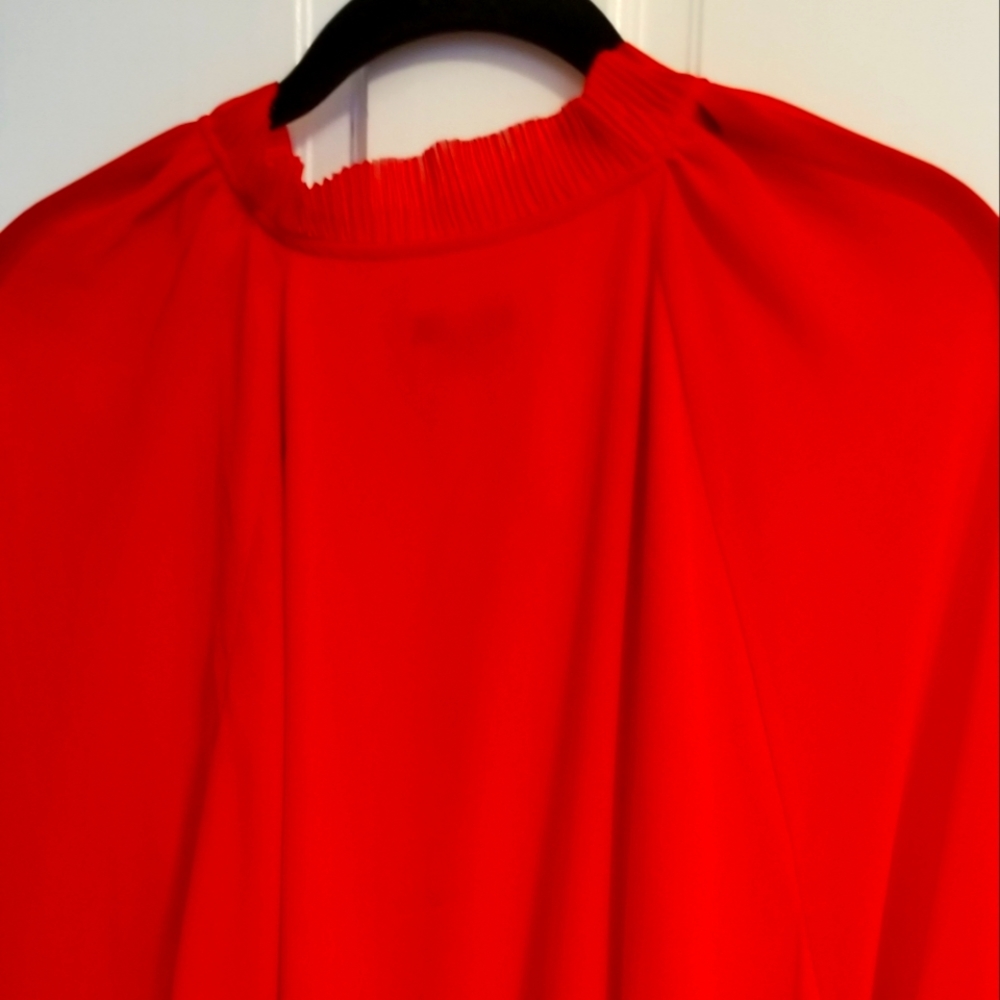 Red sheer blouse.